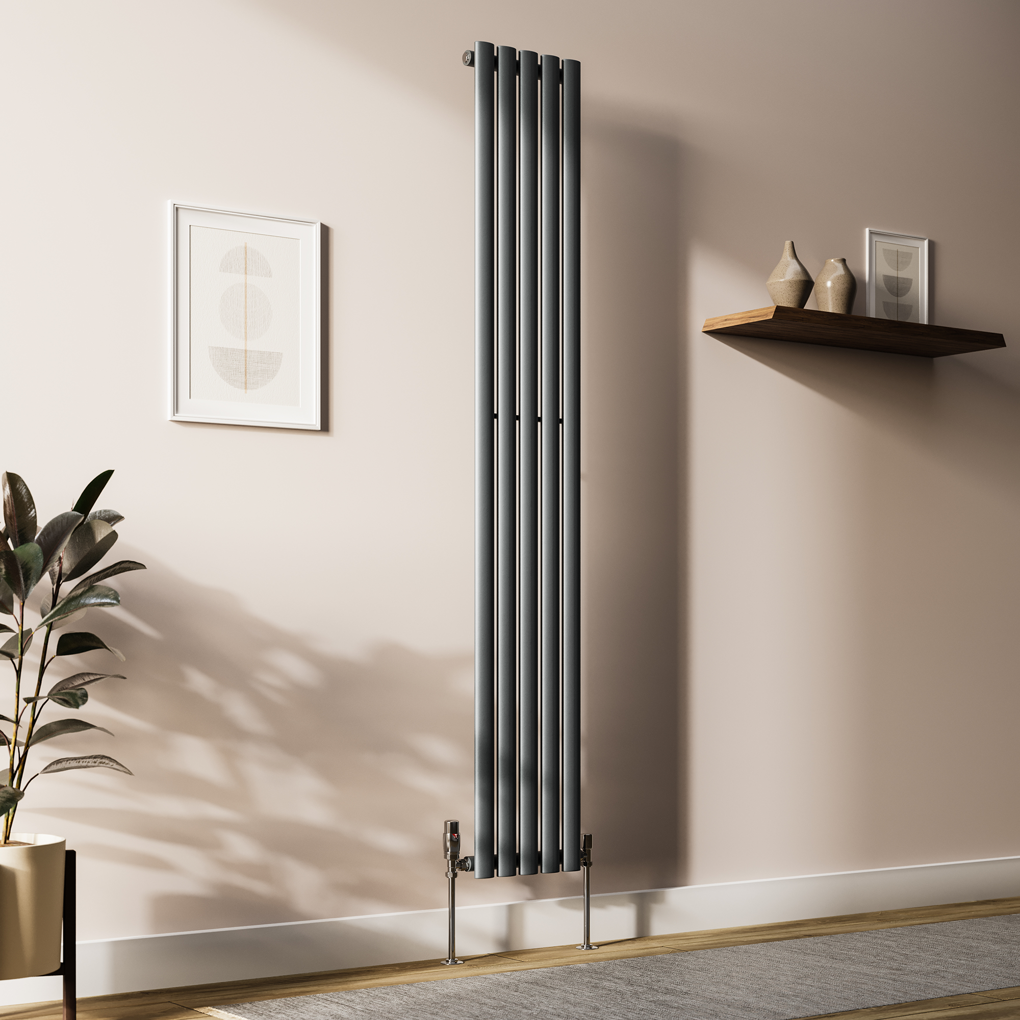Single Radiator Bottom Entry Metro Anthracite Vertical Radiator | Single Panel Design | Now Online