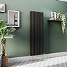 Metro Vertical Radiator - Matt Black - Double Panel (1600mm High) 590mm Wide
