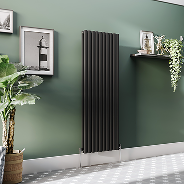 Metro Vertical Radiator - Matt Black - Double Panel (1600mm High) 590mm Wide