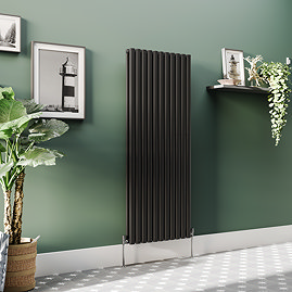 Metro Vertical Radiator - Matt Black - Double Panel (1600mm High) 649mm Wide
