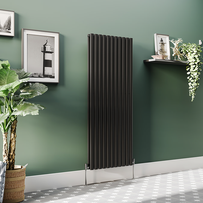 Metro Vertical Radiator - Matt Black - Double Panel (1600mm High) 649mm Wide