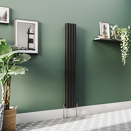 Metro Vertical Radiator - Matt Black - Double Panel (1600mm High) 236mm Wide