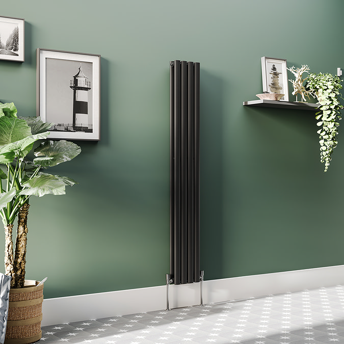 Metro Vertical Radiator - Matt Black - Double Panel (1600mm High) 236mm Wide