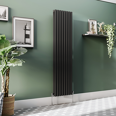 Metro Vertical Radiator - Matt Black - Double Panel (1800mm High) 472mm Wide