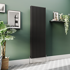 Metro Vertical Radiator - Matt Black - Double Panel (1800mm High) 649mm Wide