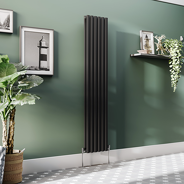 Metro Vertical Radiator - Matt Black - Double Panel (1800x354mm)