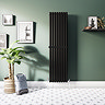 Metro Vertical Radiator - Matt Black - Double Panel (1800mm High) 472mm Wide with Rail