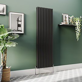 Metro Vertical Radiator - Matt Black - Double Panel (1800mm High) 590mm Wide
