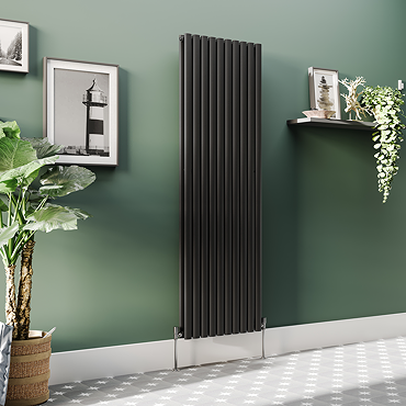 Metro Vertical Radiator - Matt Black - Double Panel (1800mm High) 590mm Wide
