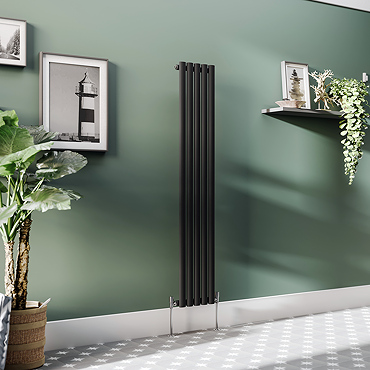 Metro Vertical Radiator - Matt Black - Single Panel (1600mm High) 295mm Wide