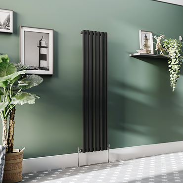 Metro Vertical Radiator - Matt Black - Single Panel (1600mm High) 410mm Wide