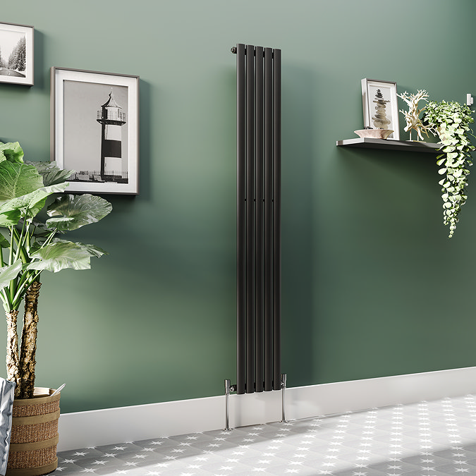 Metro Vertical Radiator - Matt Black - Single Panel (1800mm High) 295mm Wide