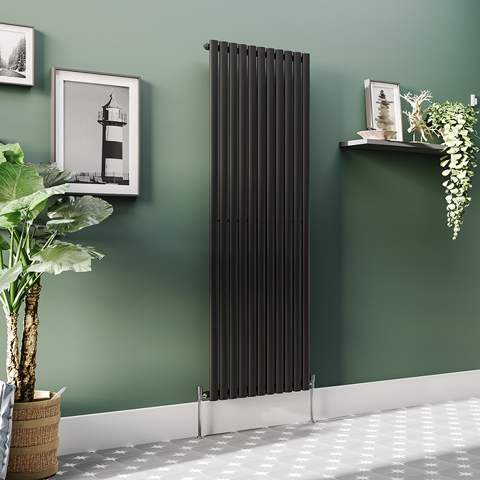 Metro Vertical Radiator - Matt Black - Single Panel (1800mm High) 649mm Wide