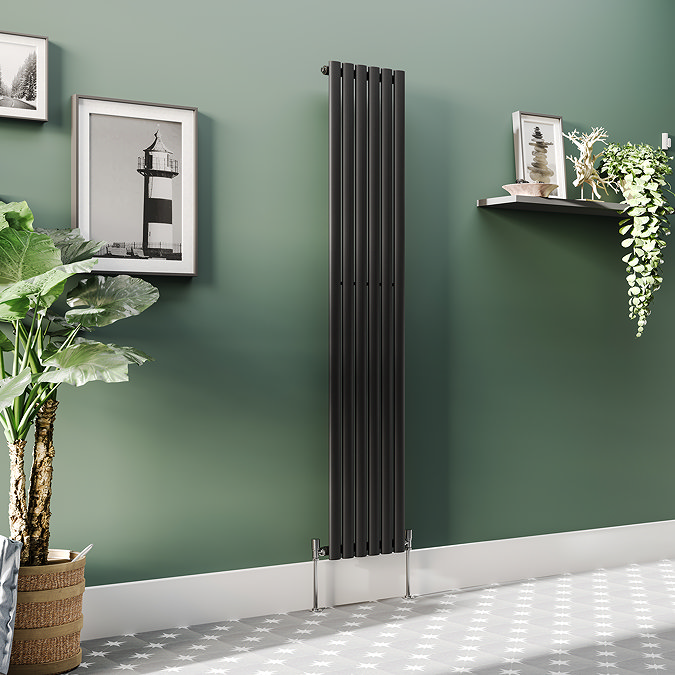 Metro Vertical Radiator - Matt Black - Single Panel (1800mm High) 354mm Wide