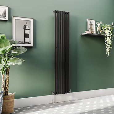 Metro Vertical Radiator - Matt Black - Single Panel (1800mm High) 413mm Wide