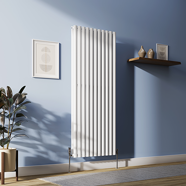 Metro Vertical Radiator - White - Double Panel (1600mm High) 649mm Wide