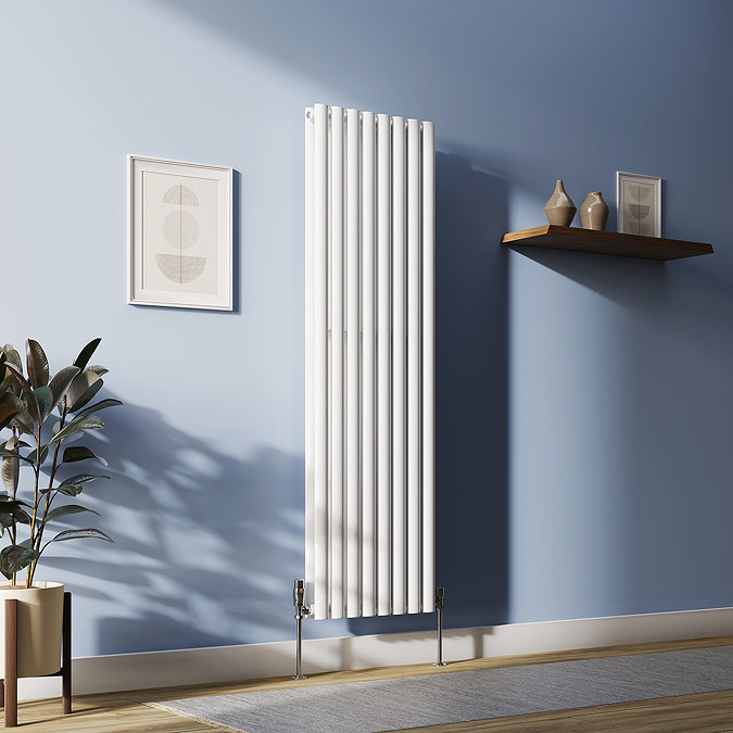Metro Vertical Radiator - White - Double Panel (1600mm High) 472mm Wide