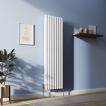 Metro Vertical Radiator - White - Double Panel (1600mm High) 472mm Wide