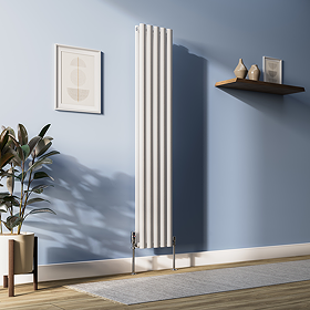 Metro Vertical Radiator - White - Double Panel (1600mm High) 295mm Wide