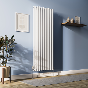 Metro Vertical Radiator - White - Double Panel (1600mm High) 413mm Wide
