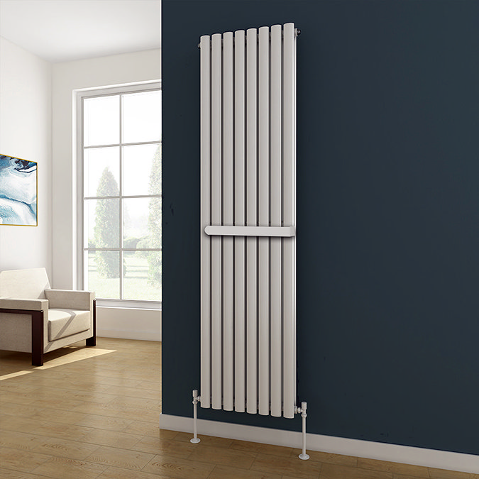 Metro Vertical Radiator - White - Double Panel (1800mm High) 472mm Wide with Rail