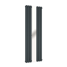 Metro Vertical Radiator with Mirror - Anthracite - Double Panel (H1600 x W500mm)