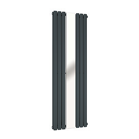 Metro Vertical Radiator with Mirror - Anthracite - Double Panel (H1600 x W500mm)