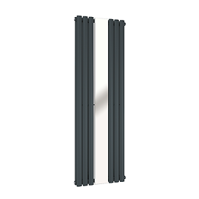 Metro Vertical Radiator with Mirror - Anthracite - Double Panel (H1600 x W500mm)