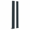 Metro Vertical Radiator with Mirror - Anthracite - Double Panel (H1800 x W500mm)