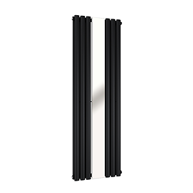 Metro Vertical Radiator with Mirror - Matt Black - Double Panel (H1600 x W500mm)