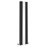 Metro Vertical Radiator with Mirror - Matt Black - Double Panel (H1800 x W382mm)