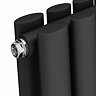 Metro Vertical Radiator with Mirror - Matt Black - Double Panel (H1800 x W382mm)