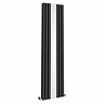 Metro Vertical Radiator with Mirror - Matt Black - Double Panel (H1800 x W500mm)