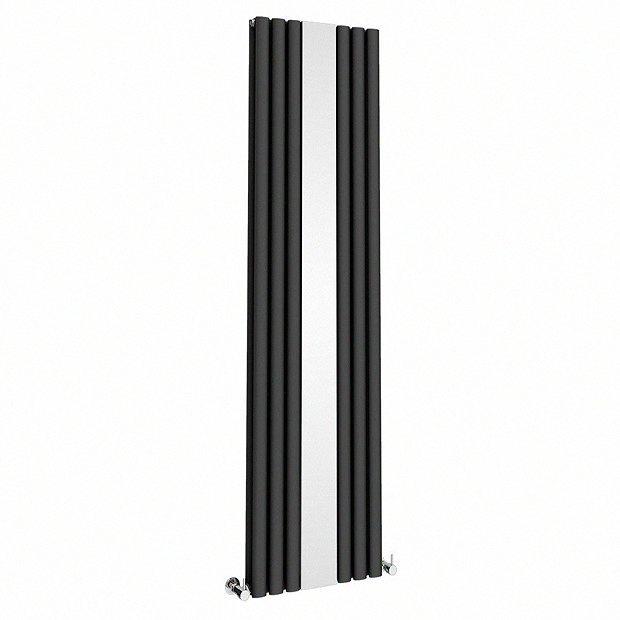 Metro Vertical Radiator with Mirror - Matt Black - Double Panel (H1800 ...