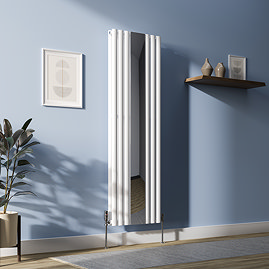 Metro Vertical Radiator with Mirror - White - Double Panel (H1600 x W500mm)