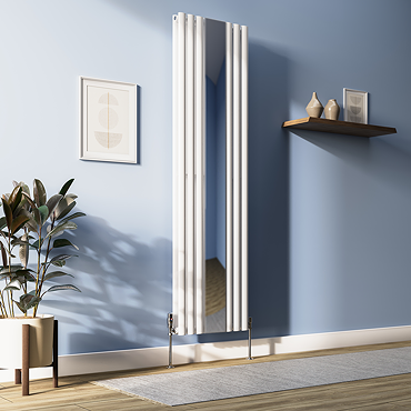 Metro Vertical Radiator with Mirror - White - Double Panel (H1800 x W500mm)