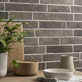 Michigan Grey Rustic Brick Effect Tiles - 170 x 520mm