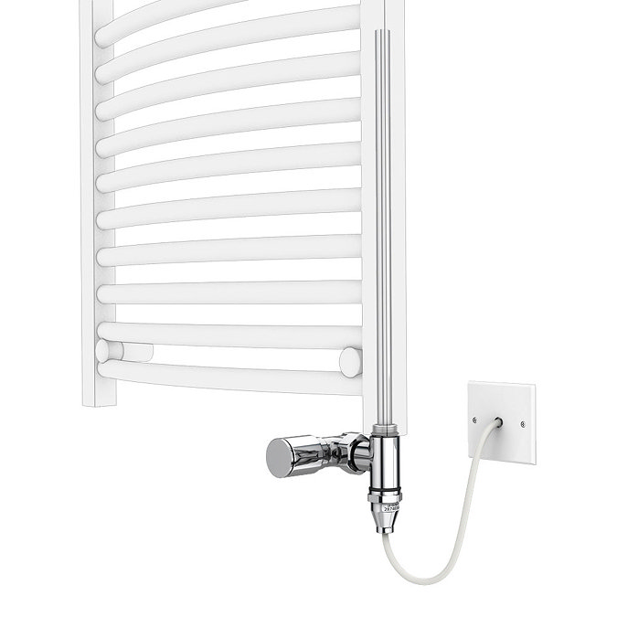 Milan 1213 x 493mm Curved Heated Towel Rail (incl. Valves + Electric Heating Kit)  Profile Large Ima