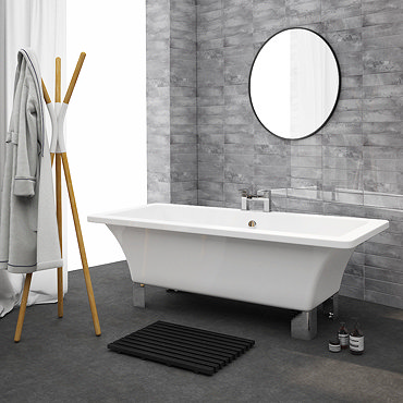 Milan Square Modern Roll Top Bath with Legs - 1520mm Profile Large Image