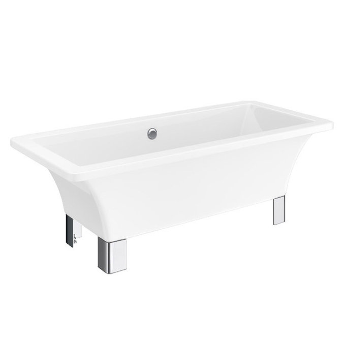 Milan 1690 Modern Square Roll Top Bath with Chrome Leg Set Feature Large Image