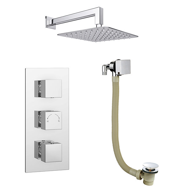 Milan 2 Outlet Shower System (Fixed Shower Head + Overflow Bath Filler)  additional Large Image