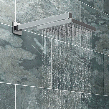 Milan 200 x 200mm Fixed Square Shower Head + Wall Mounted Arm  Feature Large Image