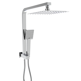 Milan 200 x 200mm Square Ultra-Thin Shower Head, Arm, Diverter, Integrated Handset and Hose