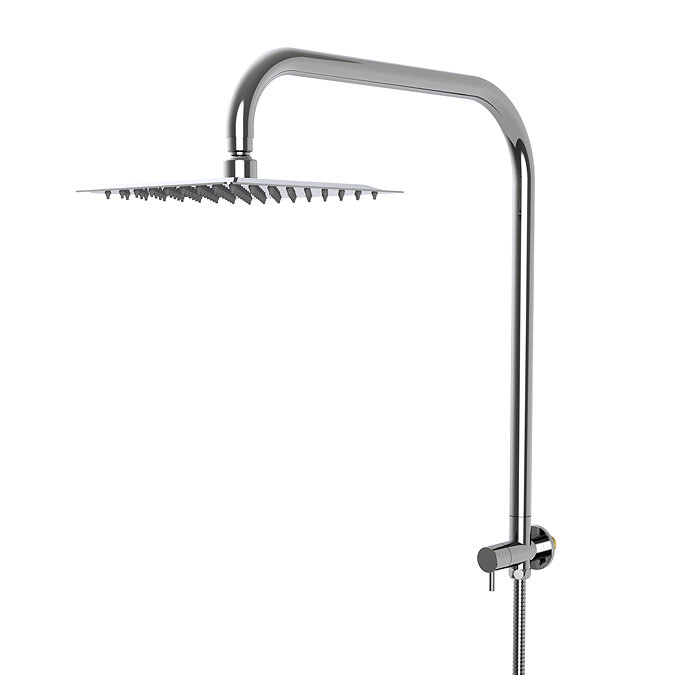 Milan 200 x 200mm Square Shower Kit with Fixed Head, Integrated Diverter + Hose