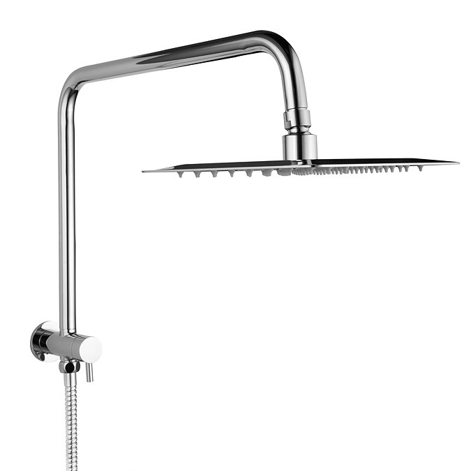 Milan 200 x 200mm Square Shower Kit with Fixed Head, Integrated Diverter + Hose