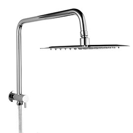 Milan 200 x 200mm Square Shower Kit with Fixed Head, Integrated Diverter + Hose Medium Image