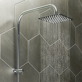 Milan 200 x 200mm Square Shower Kit – Fixed Head with Diverter & Hose