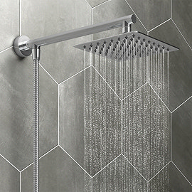 Milan 200mm Slim Rainfall Shower Head with 1.25m Flexible Hose Large Image