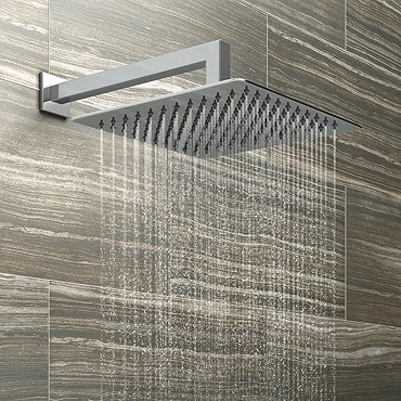 Milan 300 x 300mm Ultra Thin Square Shower Head + 90 Degree Bend Arm  Profile Large Image
