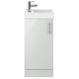 Milan 400mm Gloss Grey Mist Small Floor Standing Vanity Basin Unit Medium Image